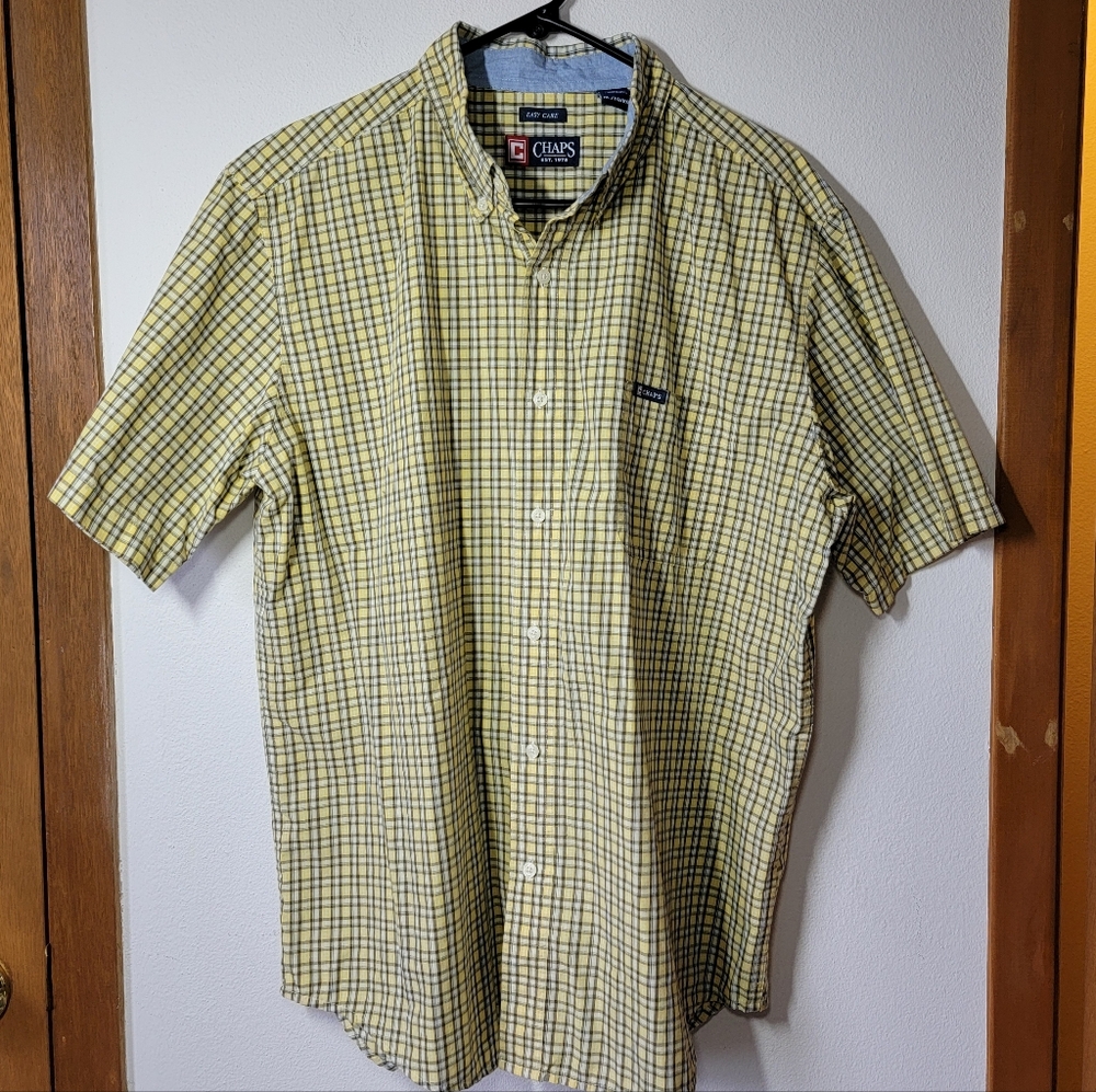 Chaps Men's Button-Down Shirt Yellow and Blue Check Size XXL